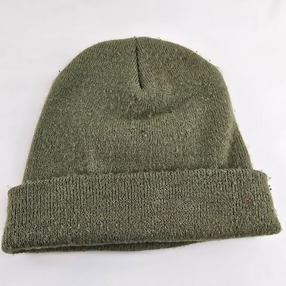 Stussy Olive Green Knit Beanie Made in USA 100% Acrylic Cuffed Winter Hat Street - Picture 3 of 7